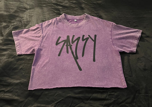 Purple Cropped T-shirt (blk)