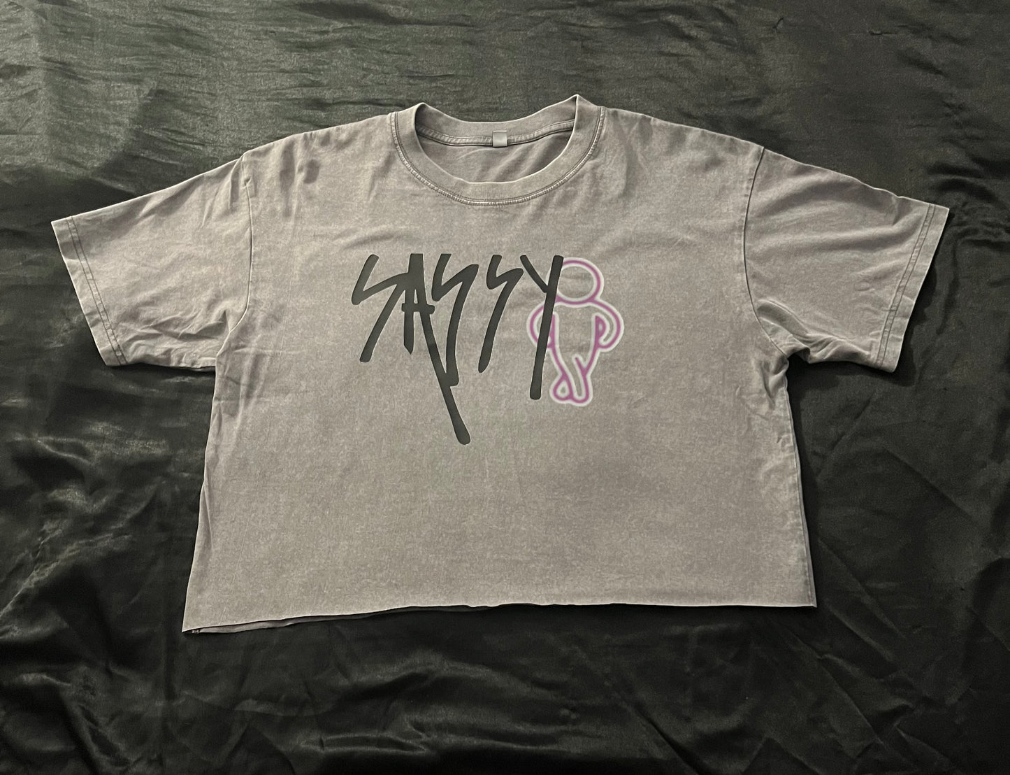 Grey Cropped T-shirt w/Logo (pk)