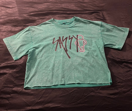 Green Cropped T-shirt w/Logo
