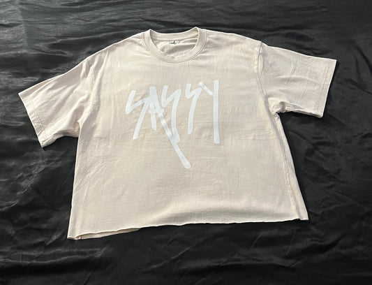 Beige Cropped Top T-Shirt
