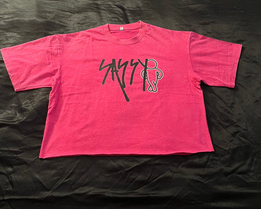 Pink Cropped T-shirt w/Logo